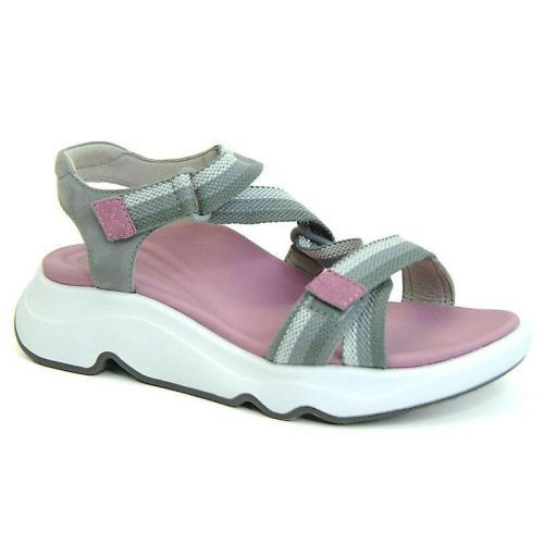 Aetrex Marz Adjustableable Cross Strap: Women's Grey/Pink